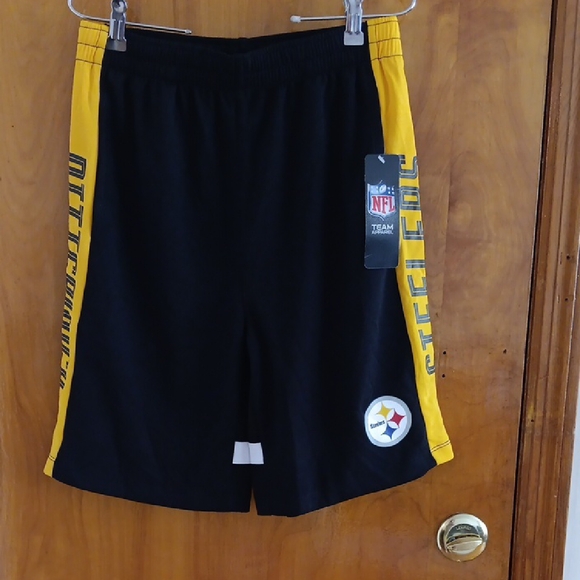 NFL Black and Yellow Athletic Shorts with Sporty Stripes - Picture 2 of 7